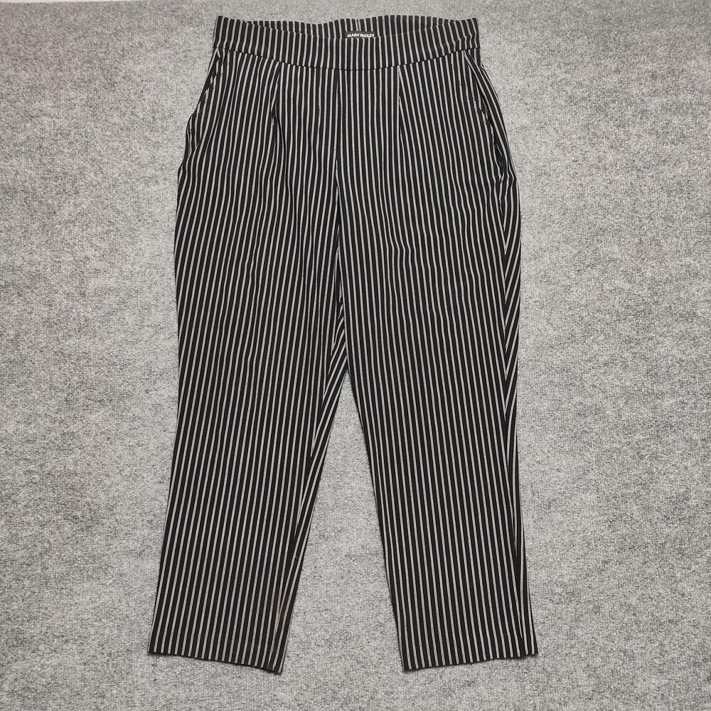 Hilary Radley Pants Womens Large Black Striped Knit Pull On Ankle Stretch Dress